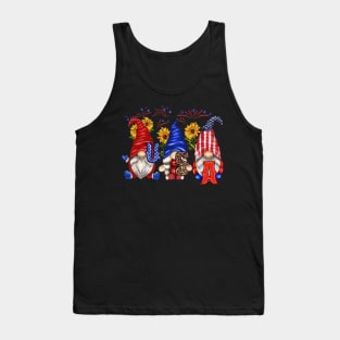 4th Of July Patriotic Gnomes Sunglasses American Fireworks Tank Top